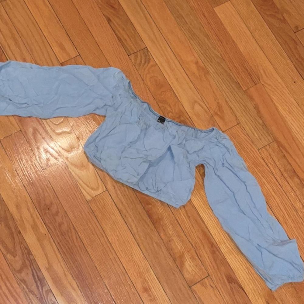 Windsor blue long sleeve crop top